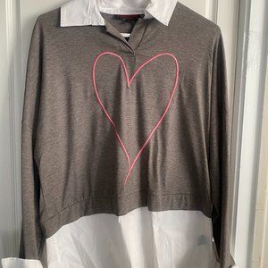 attached collar heart shirt
